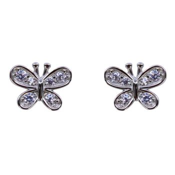 Silver Clear CZ Butterfly Stud Earrings (£3.20 Each)