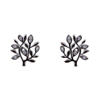 Silver Clear CZ Tree Of Life Stud Earrings (£3.20 Each)