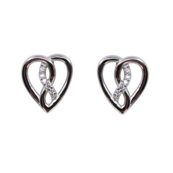 Silver Clear CZ Heart Stud Earrings (£3.70 Each)