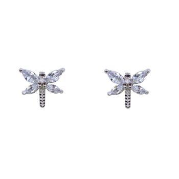 Silver Clear CZ Dragonfly Stud Earrings (£2.80 Each)