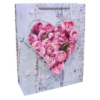 Assorted Large Floral Heart Gift Bags (55p Each)
