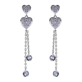 Silver Clear CZ Heart Drop Earrings (£6.60 per pair)
