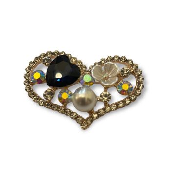Diamante And Pearl heart Shaped Brooch (£1.20 Each)