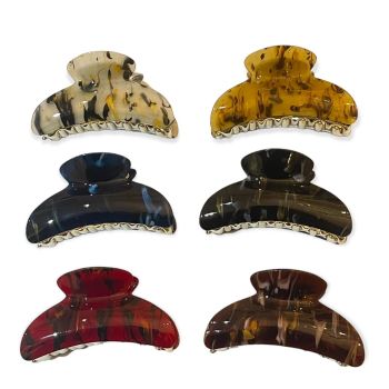 Marbled Effect Acrylic Hair Clamp Pack Of 6 (£1.00 Each)