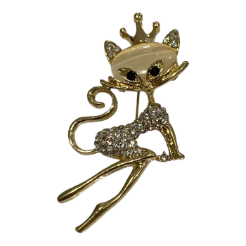 Gold Colour Plated cat with Crown brooch (£1.20 Each )