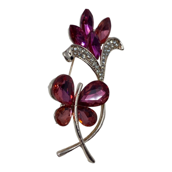 Ladies Crystal and Butterfly Brooch.