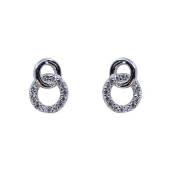 Silver Clear CZ Interlocking Circles Stud Earrings (£4.40 per pair)