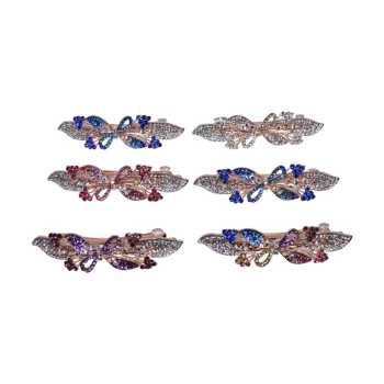 Ladies' diamante Butterfly French Clip In rose gold colour plating with assorted genuine crystal stones. sold As A pack of 6. Approx Size 8.5 cm ( £ 1.20 Each )