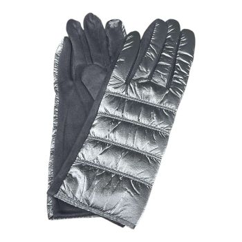 Ladies Quilted Metalica Finish Fashion touch screen Glove ( £ 3.05 per pair )