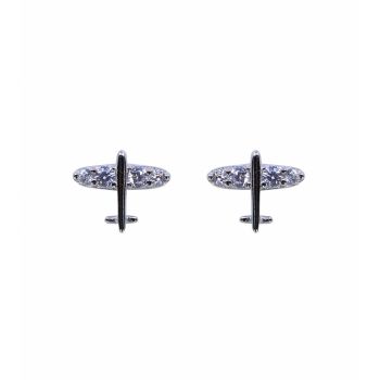 Silver Clear CZ Aeroplane Stud Earrings (£2.20 per pair)