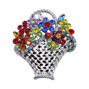 Diamante Flower Basket Brooch (£1.65 Each)
