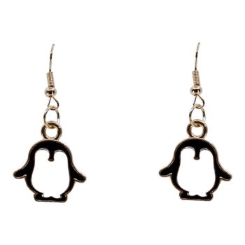 Venetti Enamelled Penguin Pierced Drop Earrings (£0.40 per pair)