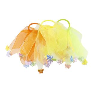 Girls Neon Chiffon Hair Elastic With Ab Butterfly (£0.35 Each )