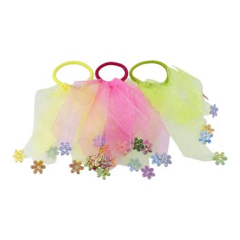 Neon Chiffon elastics With Ab Flowers ( £ 0.35 Each