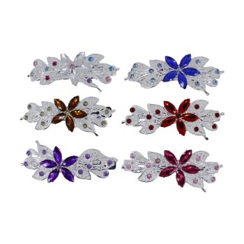 Silver Coloured Plated  French Clip With Imitation Crystal daisy  (£0.45 Each )