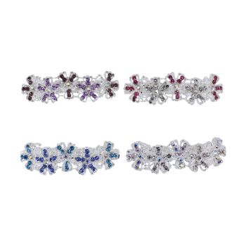 Silver Coloured Plated crystal French Clip With Crystal Dasies  (£0.45 Each )