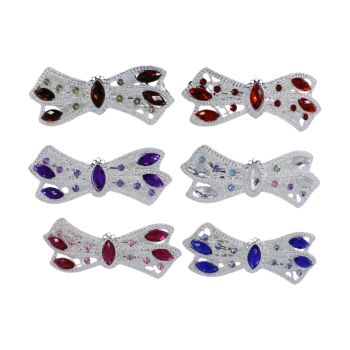 Silver Coloured Plated Bow French Clip With Imitation Crystals  (£0.45 Each )