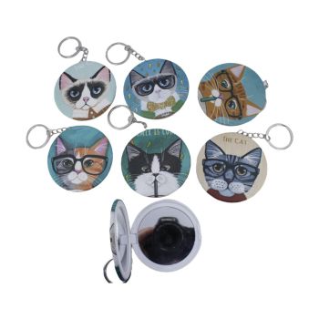 Double Sided  Cat Compact Mirror On Keyring(£0.45 Each )