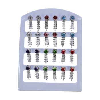 Ladies Assorted Diamante Earrings On Display Stand (£0.60 Each Pair )