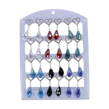 Diamante Heart earring With Crystal Teardrop In Assorted Colours. ( £ 0.60 Per Pair )