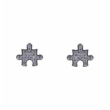 Silver Clear CZ Jigsaw Stud Earrings (£3.30 per pair)