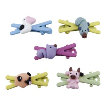 Kids  Painted Concord Clip with Resin Animals (£0.40 Each )
