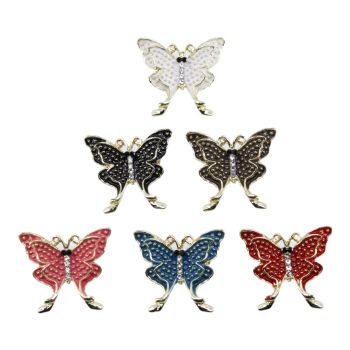 Assorted Diamante & Enamel Butterfly Brooch (£0.50p Each)