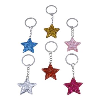 Assorted Glitter Star Keyrings (£0.30 Each)
