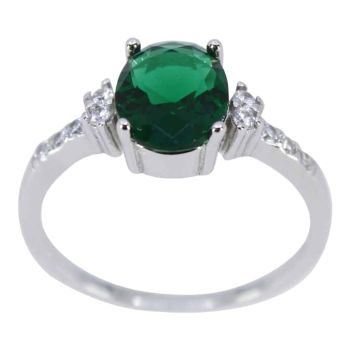 Silver Clear &amp; Emerald CZ Ring (£5.95 Each)