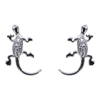 Silver Clear CZ Lizard Stud Earrings (£3.10 per pair)