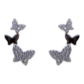 Silver Clear CZ Butterfly Stud Earrings (£4.90 Each)