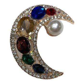 Ladies Diamante Moon Brooch -(£1.40 Each )