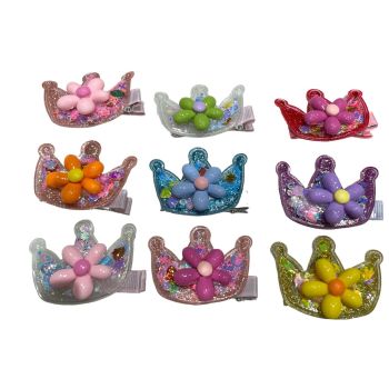 Kids Glitter Filled Crown Concord Clip -(£0.35 Each )