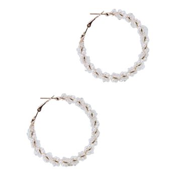 Pearl & Glass Bead 5cm Hoop Earrings (£0.70p per pair)