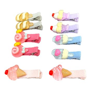 Kids Assorted Fabric Covered Concord Clip With Ice-Cream And lolly Motif (£0.35 Per Pair )