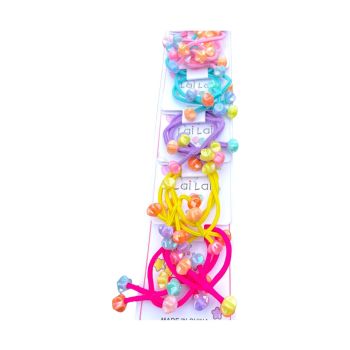Girls Elastics With Pearlized Assorted Beads -(£0.25 Per Pair )