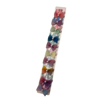Girls Pearlized Crown With Rainbow Bow Concord Clip -(£0.30 Each )