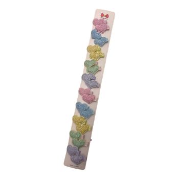 Girls Glitter Heart On Fabric Covered Concord Clip In Pastel colours (£0.30 Each )