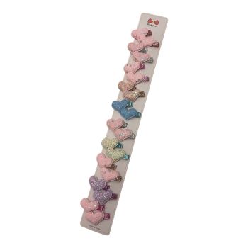 Pastel Glitter Heart With Glitter Stars On Glittery Ribbon covered Concord -(£0.30 Each )