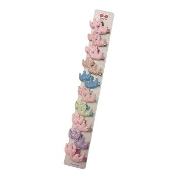 Girls Glitter Crown On Fabric Covered Concord Clip In Pastel Colours (£0.30 Each )
