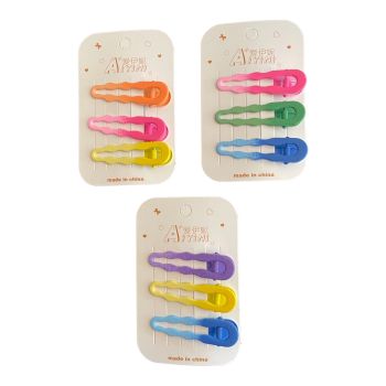 Girls Metal Summer Bright Rubber Finish Concord Clip -(£0.45 For 3 On a Card )
