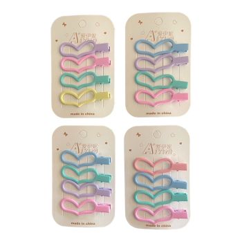 Girls Pastel Heart Shaped metal Concord Clip -(£0.40 For 4 pcs )