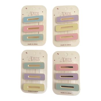 Girls Summer Rectangular Pastel Concord Clips -(£0.45 for 3 Pcs )