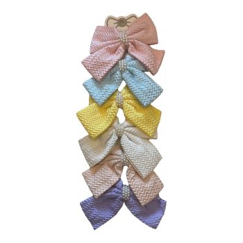 Pretty Girls/Ladies Silk Feel Double Bow With Pearl detail - (£0.40 Each )