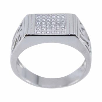 Silver Clear CZ Gents Ring (£10.95 Each)