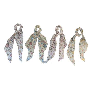 Ladies / Girls Summer Floral Scrunchies With Tails -(£0.45 Each )