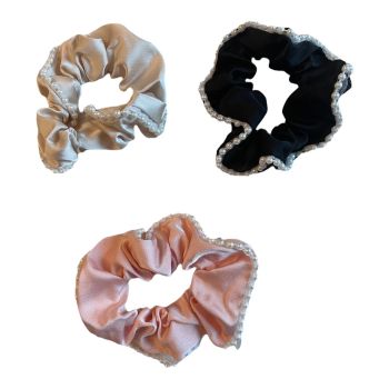 Ladies /Girls Satin Scrunchies With Imitation Pearl Detail-(£0.40 Each )