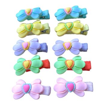 Girls bow With Heart Centre Concord Clip -(0.30 Per Pair )