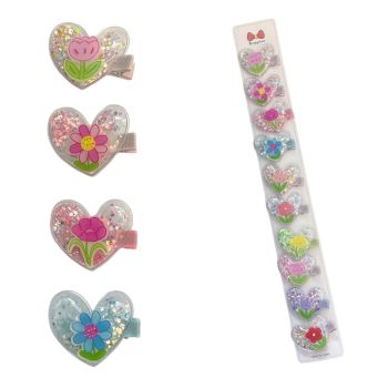 Girls glitter Filled heart Shape Glitter Filled Concord With Flower motif (£0.30 Each )