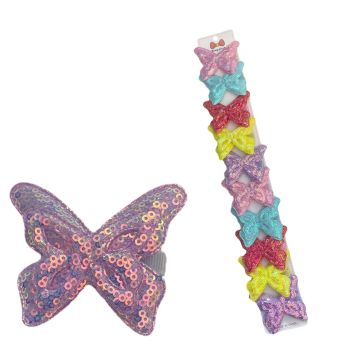 Girls Sequin Butterfly Concord Clips-(£0.30 Each )